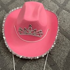 pink cowboy hat with tiara